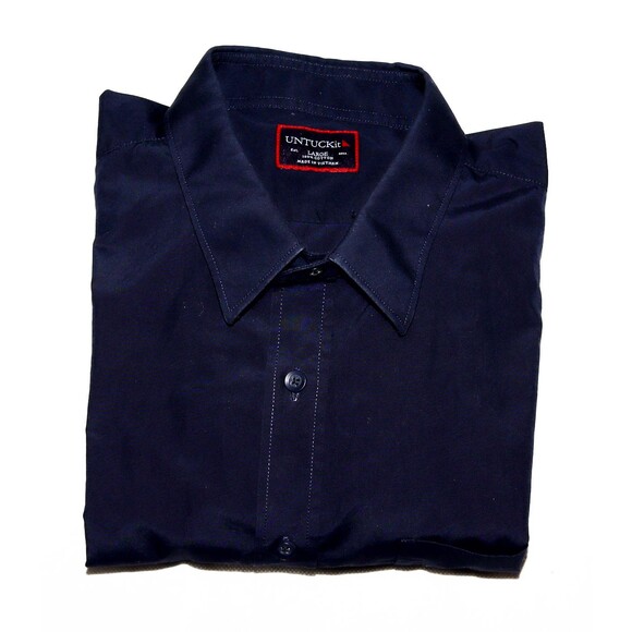 UNTUCKit Men's Long Sleeve Button Front Blue Shirt Size Large - Picture 6 of 8
